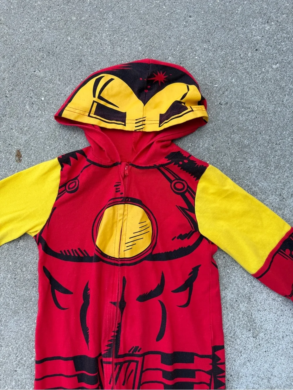 Marvel Red and Yellow Iron Man Kids Hooded Costume Onesie - Picture 3 of 4